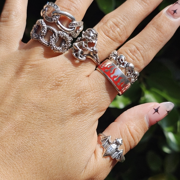 Y2K Red Flames Sterling Band - Picture 3 of 6